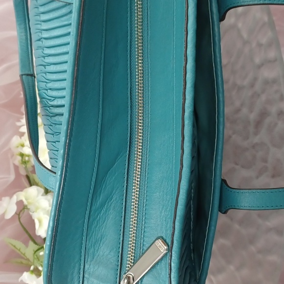 Coach Teal Pleated Taylor Satchel 25252 - Picture 6 of 16